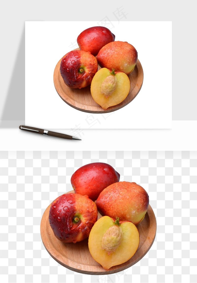 桃子油桃黄桃水果png免抠