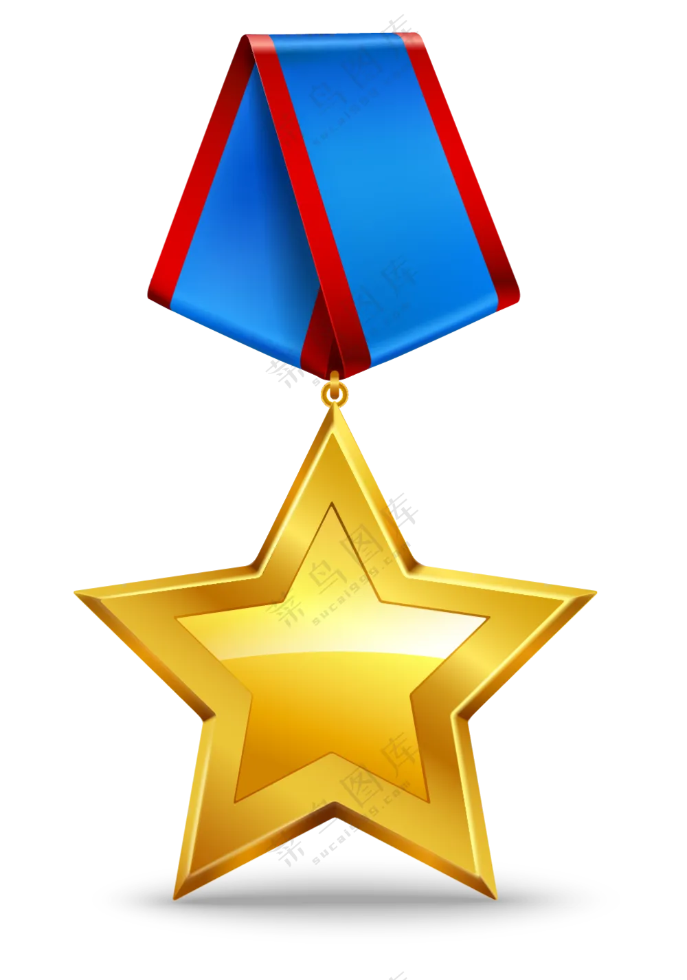 金色立体五角星装饰军功章免抠图片
