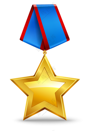 金色立体五角星装饰军功章免抠图片