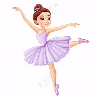 芭蕾舞舞蹈少女剪影卡通插画免抠
