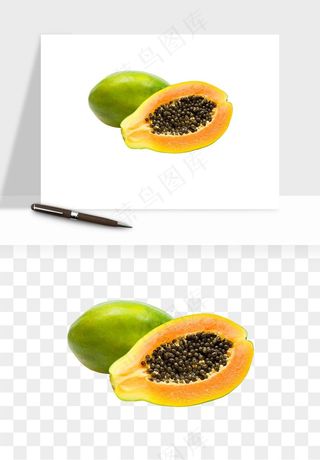 木瓜水果png免抠