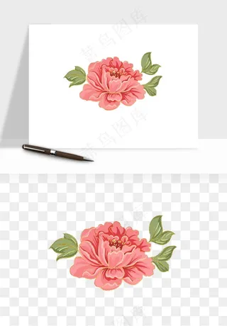 手绘国潮牡丹花花卉图案png免抠