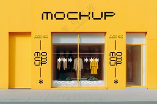 商场超市外墙门店门头招牌贴图海报店铺店招橱窗logo样机-06