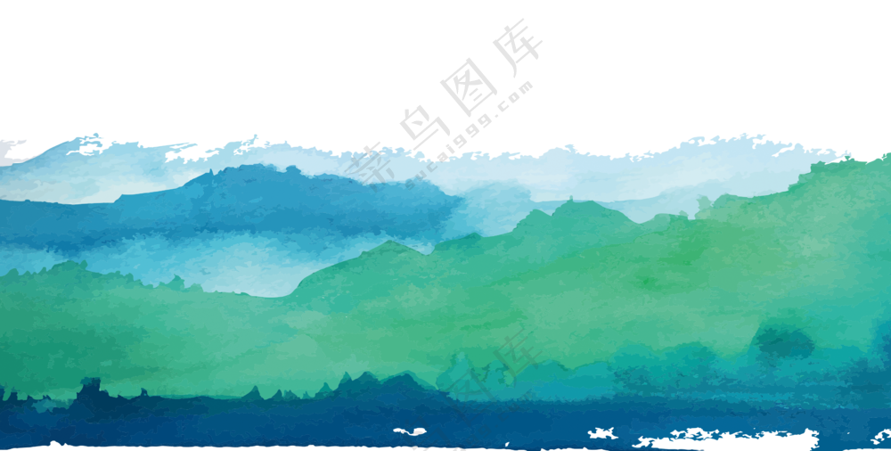 水彩创意远山自然风光免抠图片素材