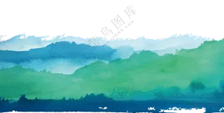 水彩创意远山自然风光免抠图片素材