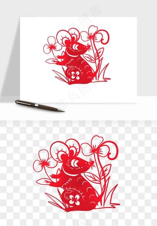 十二生肖剪纸中式纹样图案png免抠