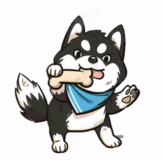 小狗宠物动物卡通插画免抠