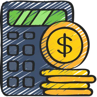 计算器&金钱 金币 铅笔手绘图标 icon