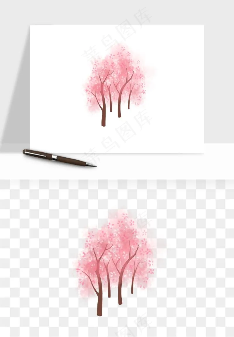 手绘樱花树png免抠