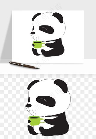 熊猫国宝手绘png免抠