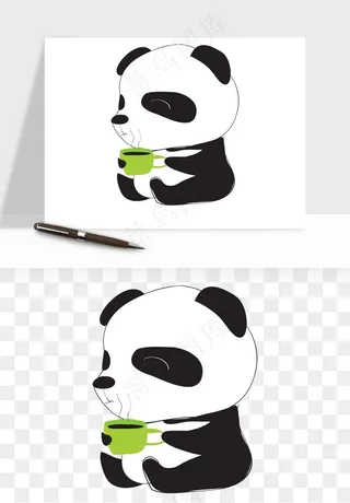 熊猫国宝手绘png免抠