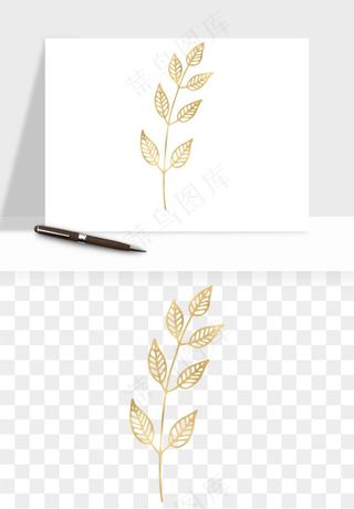 金色植物花环边框png免抠