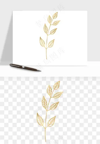 金色植物花环边框png免抠