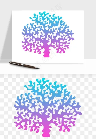 卡通珊瑚海底植物png免抠