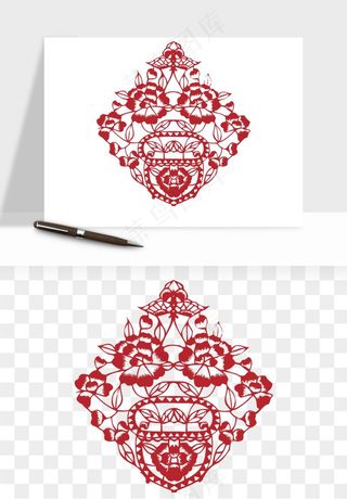 传统窗花剪纸图案png免抠