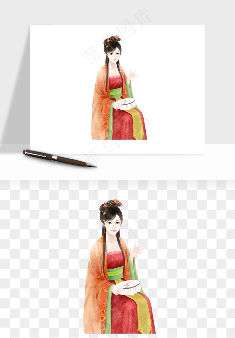 古风美人女子背影png免抠