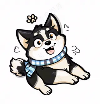 小狗宠物动物卡通插画免抠