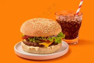 牛肉汉堡冰镇可乐图片