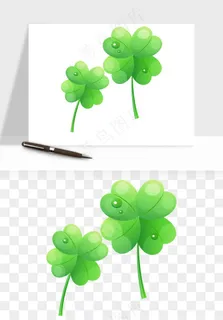 手绘四叶草幸运植物png免抠