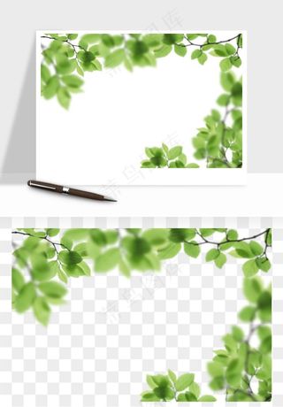 绿叶虚化前景树枝png免抠
