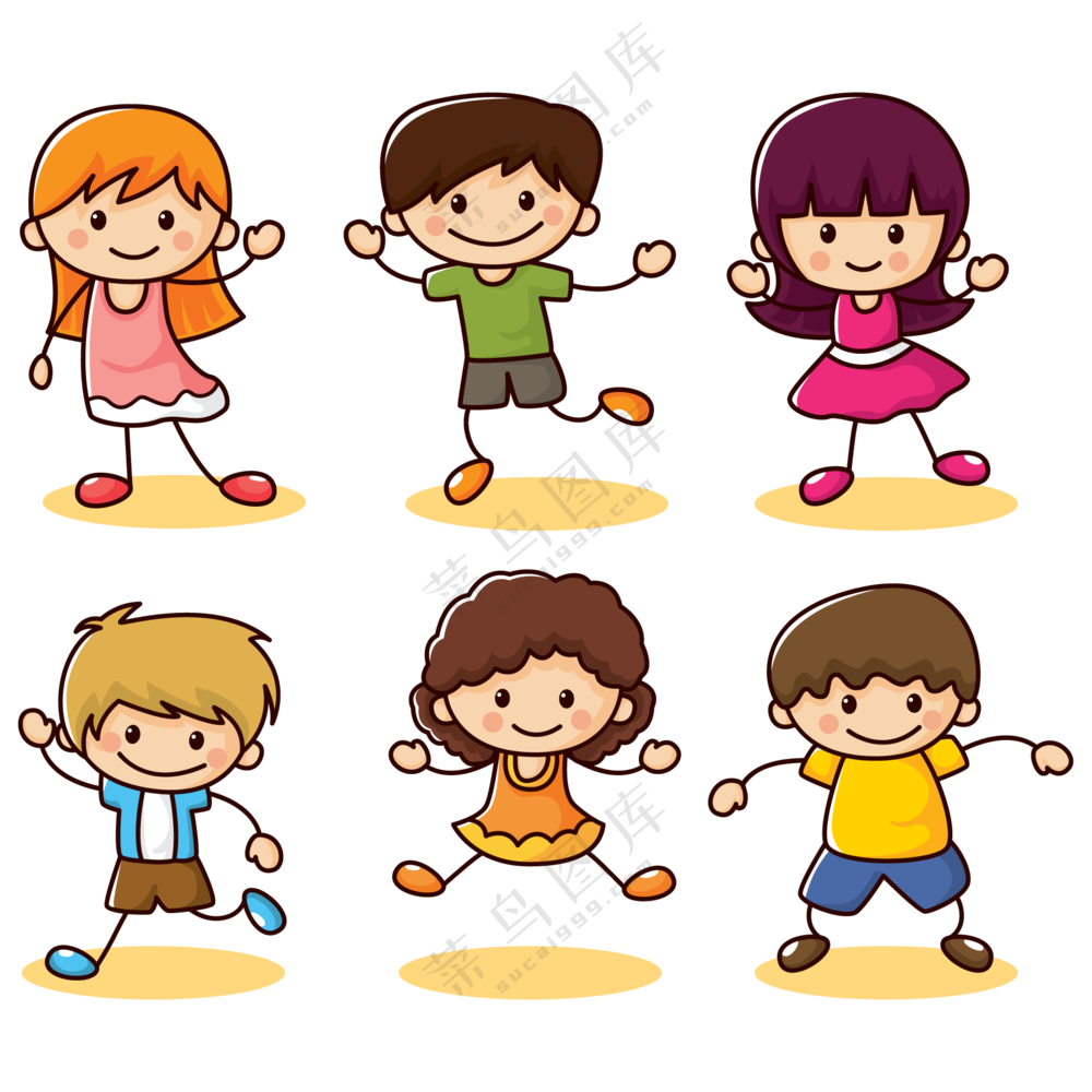 开心快乐表情的小孩们免抠图片素材