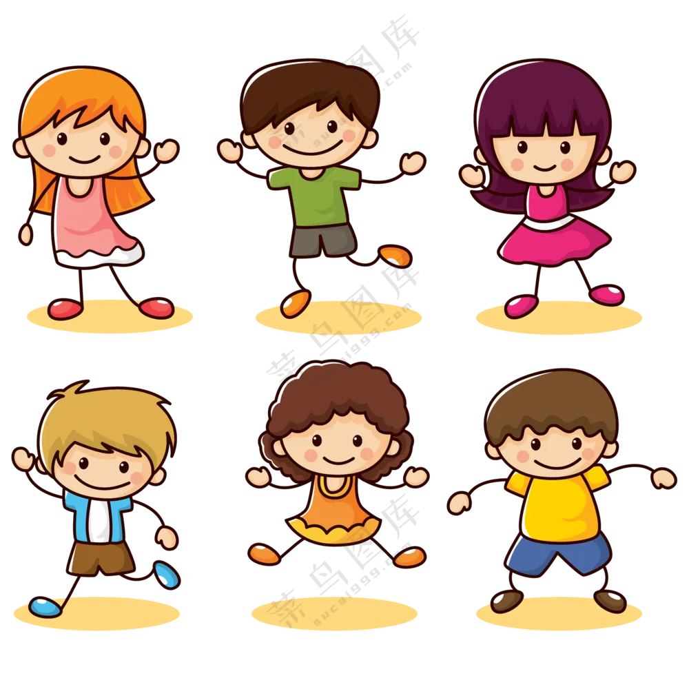 开心快乐表情的小孩们免抠图片素材