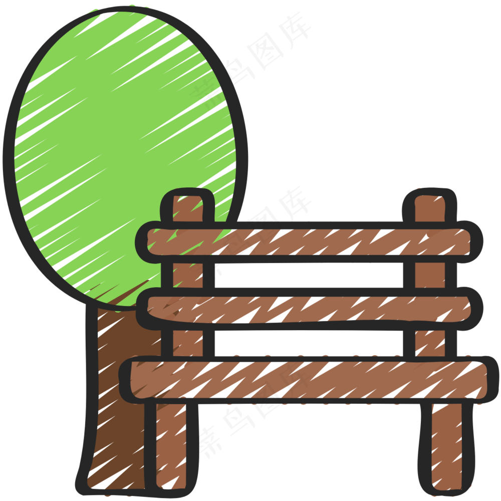 公园长椅 铅笔手绘图标icon