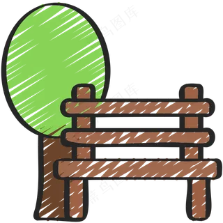 公园长椅 铅笔手绘图标icon