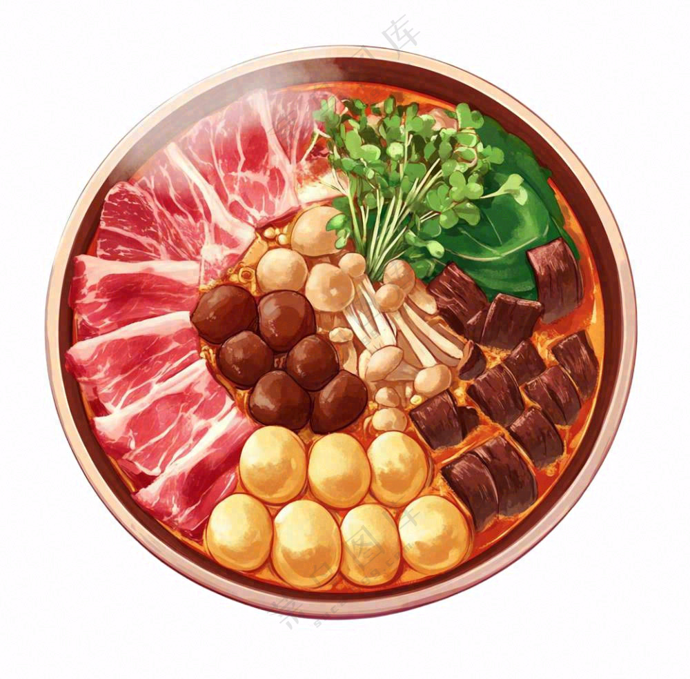 麻辣烫火锅烫菜美食插画免抠