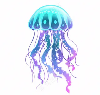 水母海洋动物卡通插画免抠