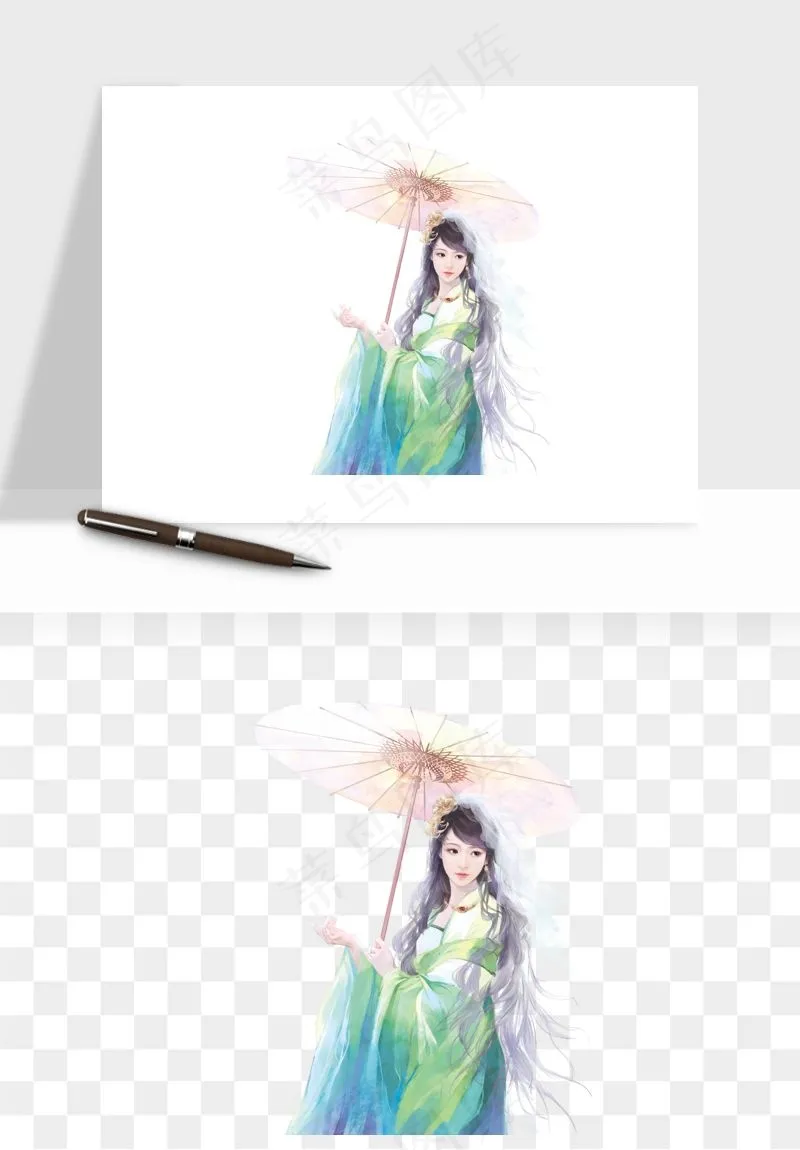 古风美人女子背影png免抠