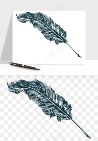 复古羽毛笔png免抠