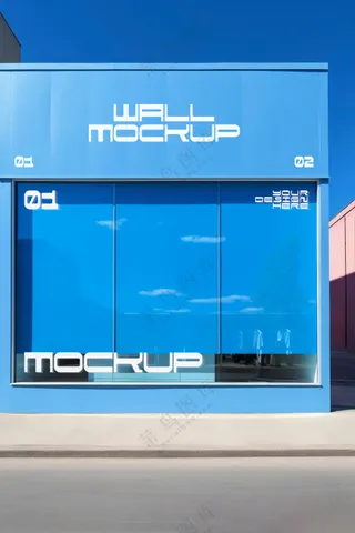 商场超市外墙门店门头招牌贴图海报店铺店招橱窗logo样机-20