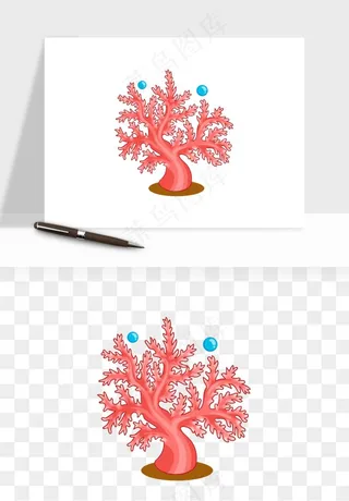 卡通珊瑚海底植物png免抠