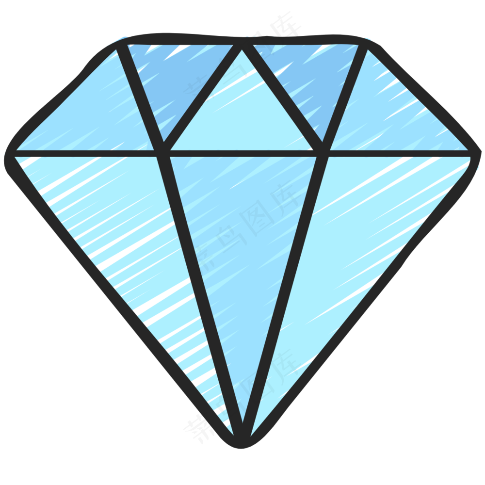 蓝色钻石 铅笔手绘图标 icon