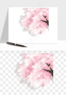手绘浪漫花树桃花树png免抠