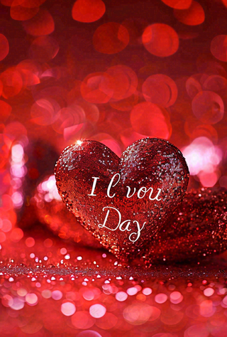 红色爱心love灯光亮片浪漫闪耀情人节七夕背景