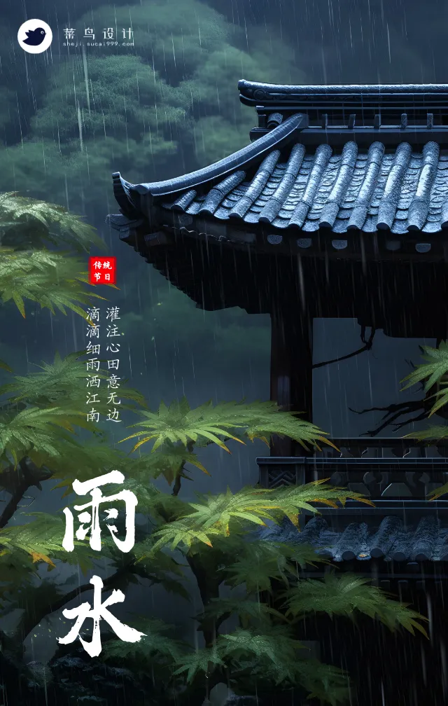 雨水手机海报