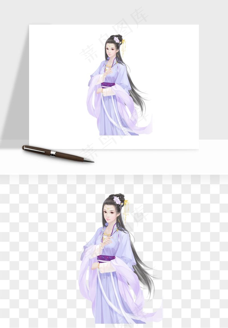 古风美人女子背影png免抠