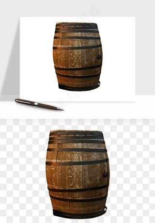 复古木桶酒桶png免抠