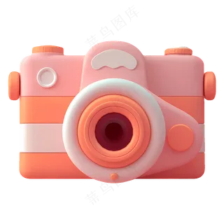 免抠粉色的3d卡通相机