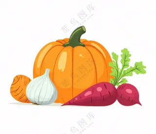 蔬菜南瓜青菜插画免抠