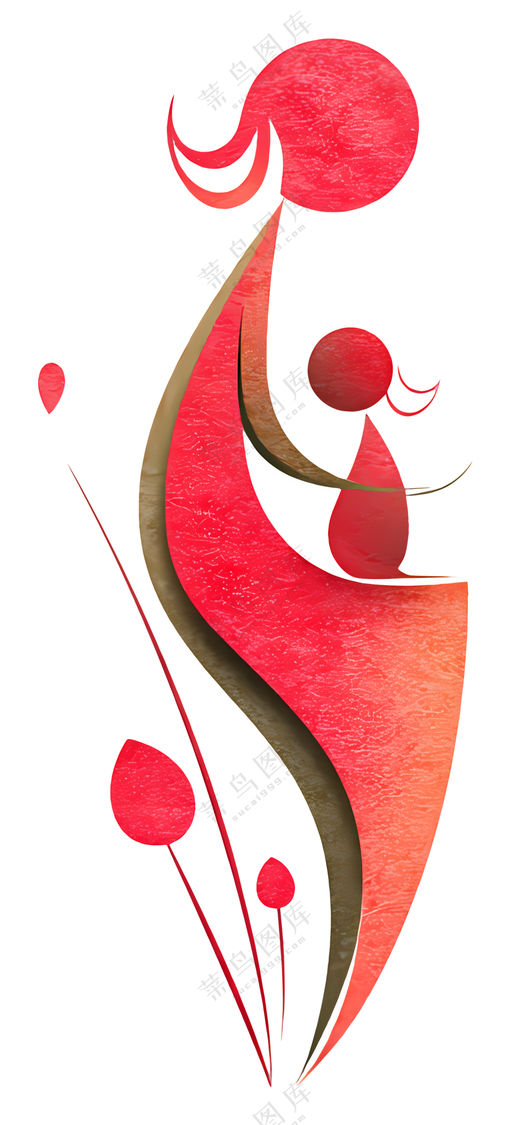 母亲和孩子的抽象剪影