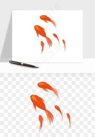 锦鲤鱼手绘水墨png免抠