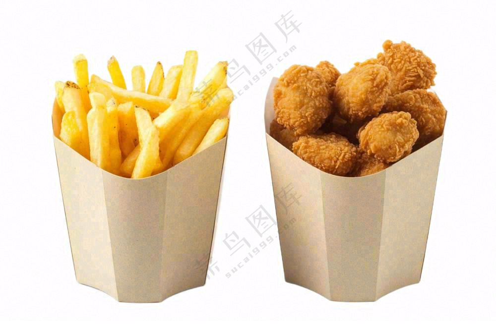 薯条鸡米花食物摄影图免抠