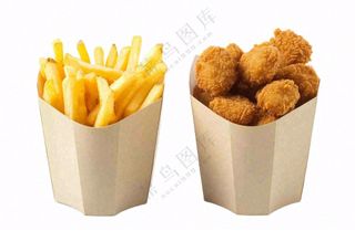 薯条鸡米花食物摄影图免抠