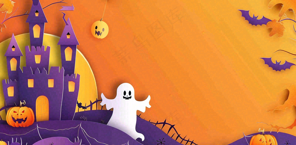 万圣节南瓜灯捣蛋恐怖背景