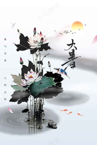 复古大暑节气传统活动海报