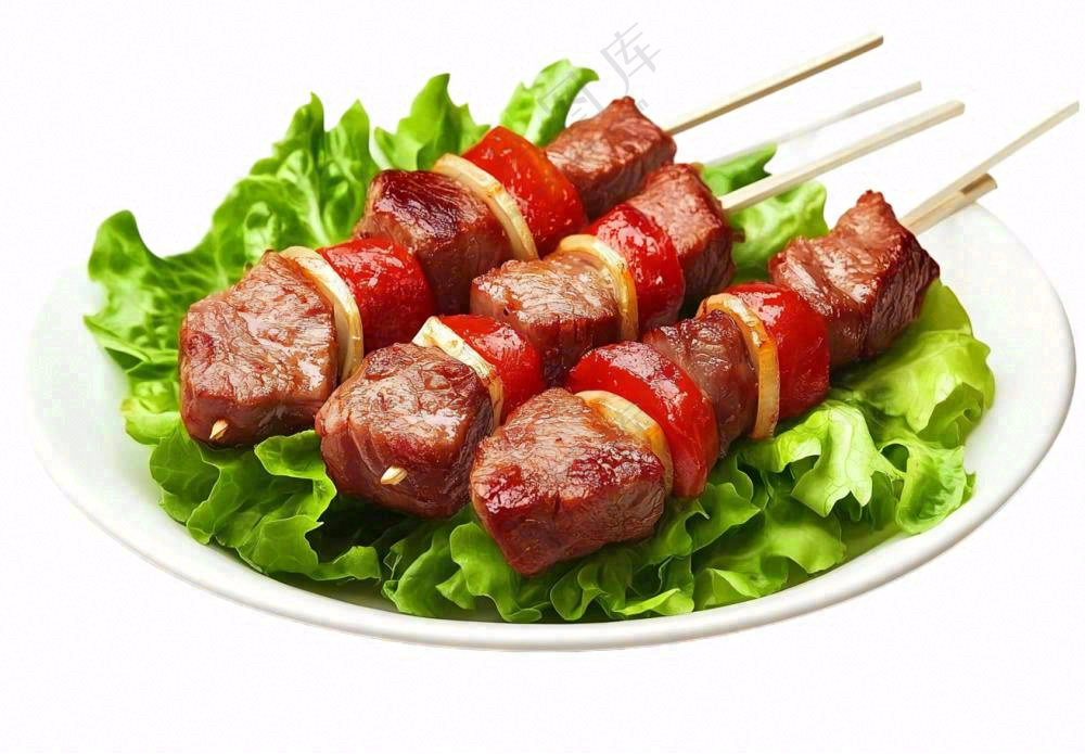 烤肉烤串牛羊肉食物摄影图免抠