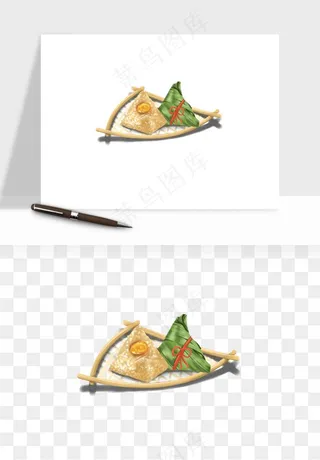 国潮粽子手绘肉粽png免抠